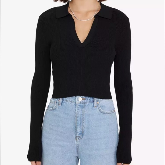 Sanctuary Real Deal Ribbed collar long sleeve knit Sweater Black size XL - Picture 1 of 9